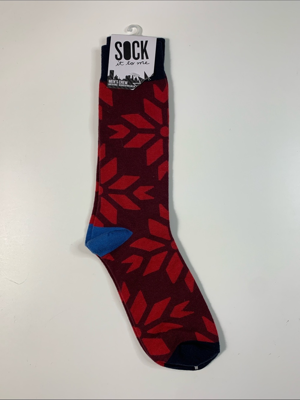 Men's Red Christmas Patterned Crew Socks